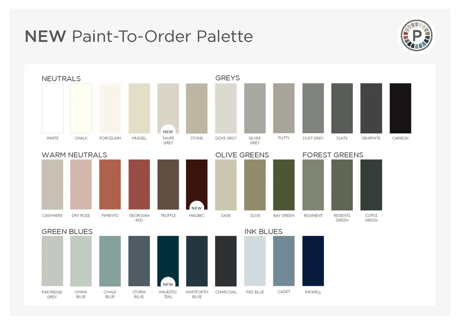 Paint-to-order colour palette