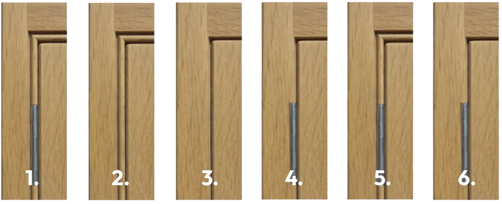 The six frame and hinge options