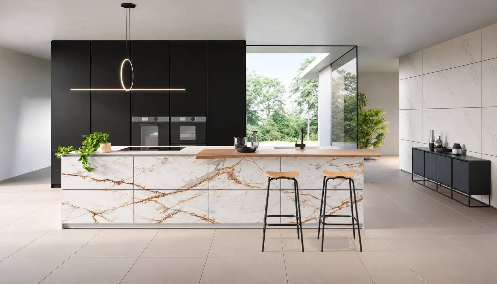 Dekton porcelain doors kitchen in Awake