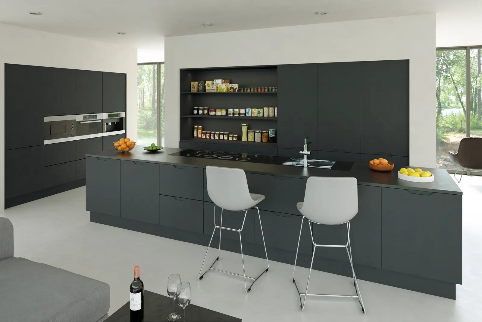 Integra Standard Handle kitchen shown in Supermatt Graphite