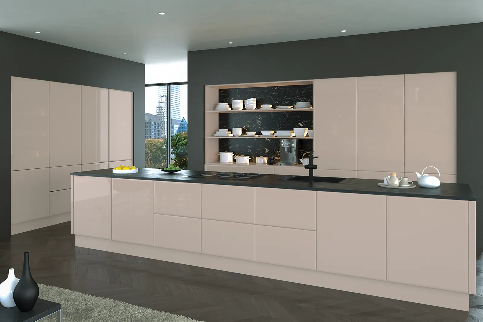 Lincoln kitchen shown in High Gloss Cashmere