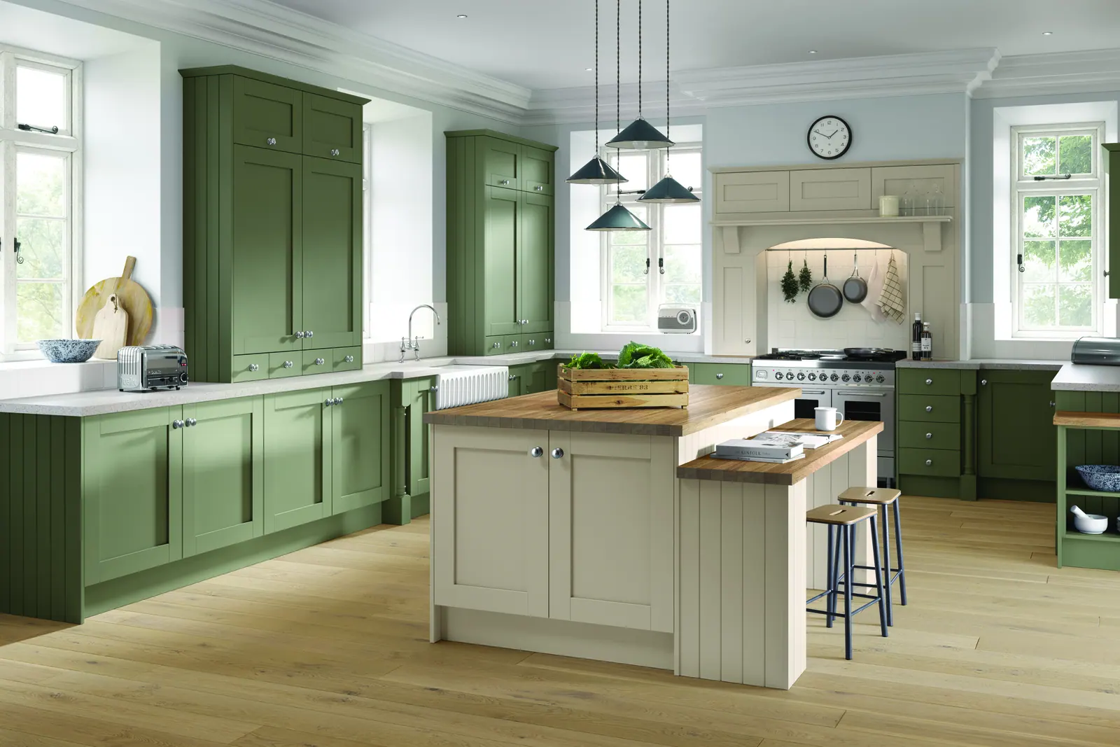 Shaker kitchen shown in Paintable