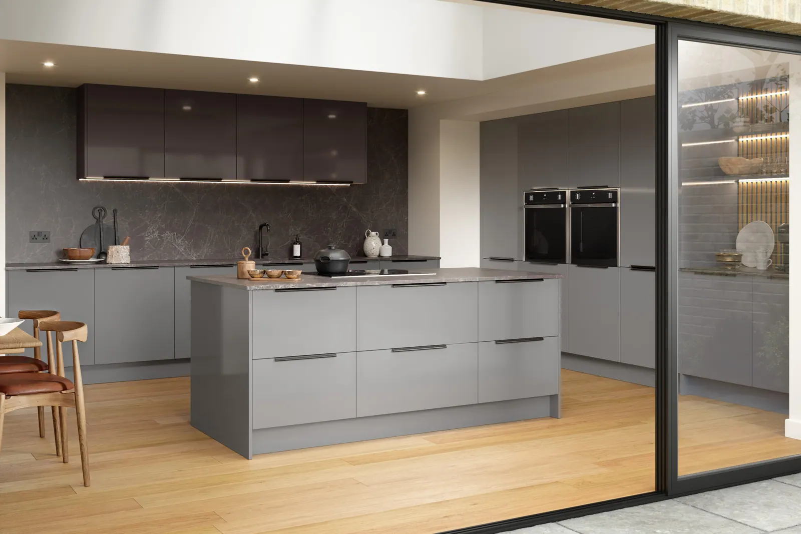 Zurfiz gloss kitchen shown in Supergloss Dust Grey