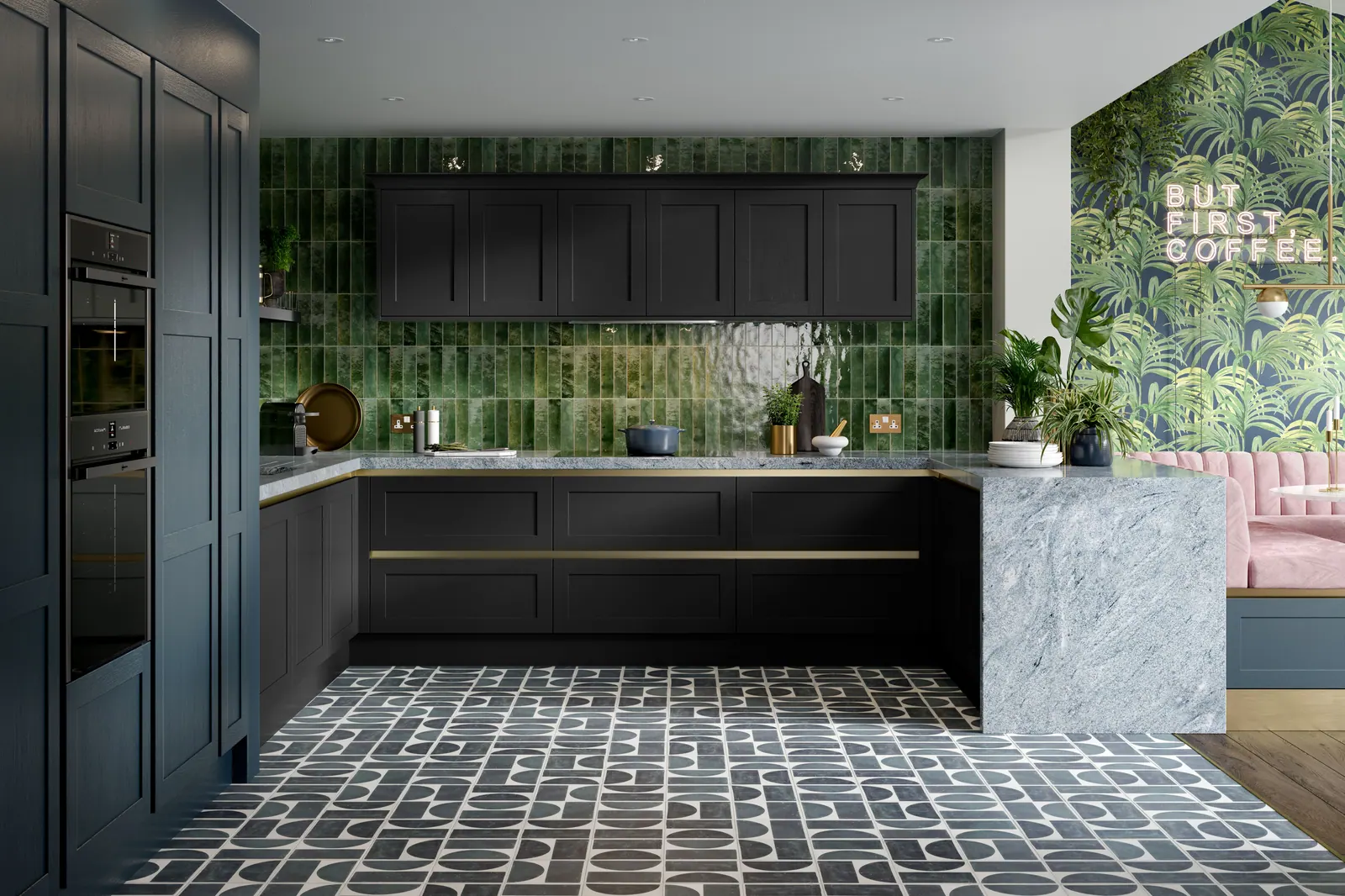Crathorne In-Rail kitchen in Carbon