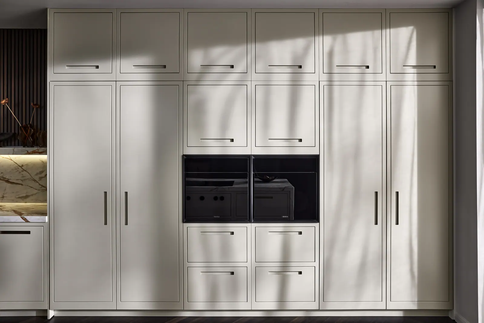Kitchen with Outline Extended Channel in Taupe Grey
