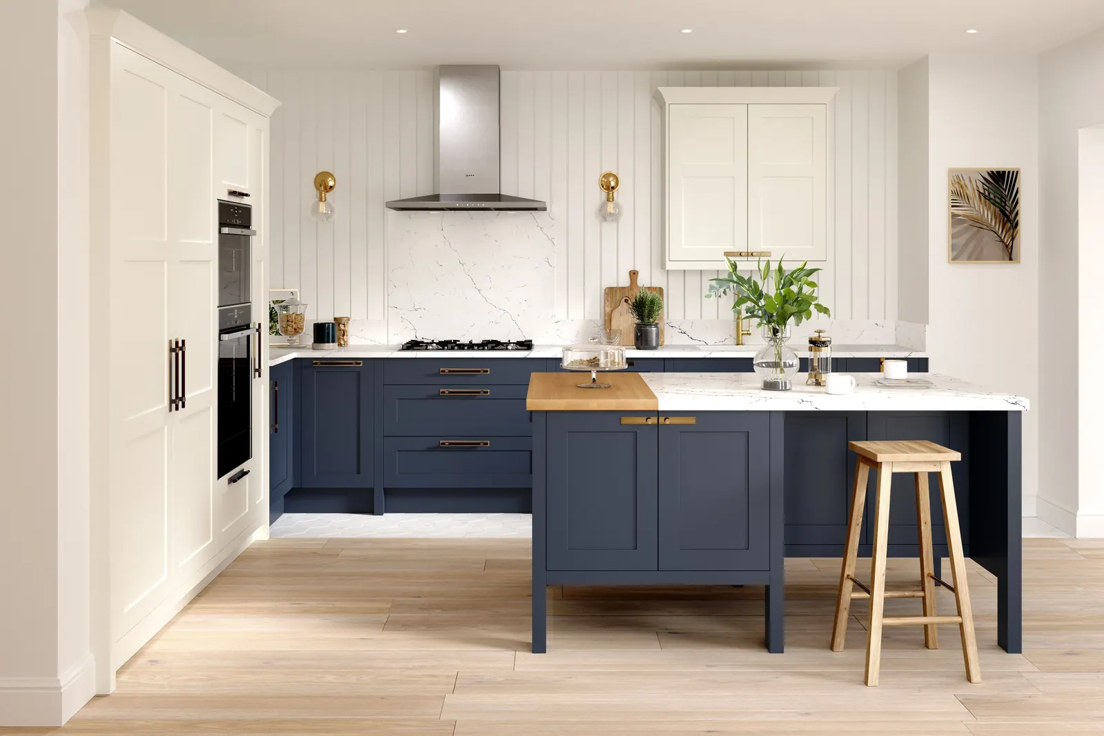 Hunton Shaker kitchen shown in Porcelain & Hartforth Blue